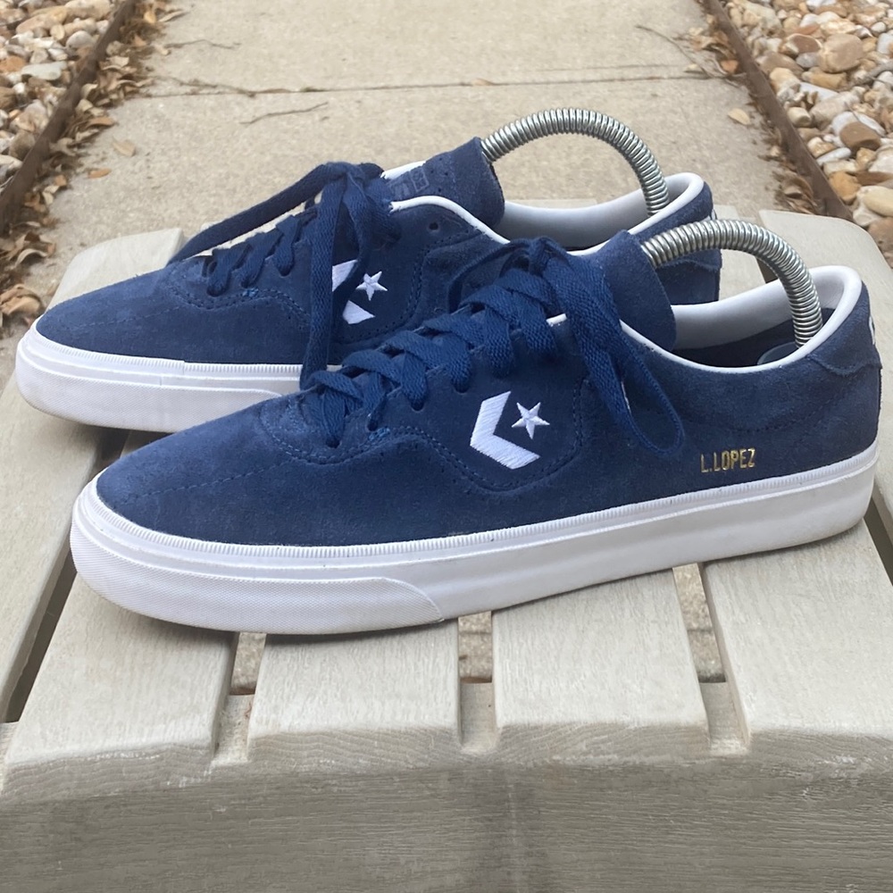 Converse Cons Pro Leather Low-Top Skate Shoes Navy Blue White Sz 7